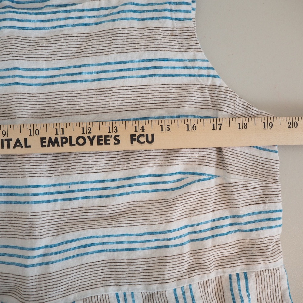 J. Jill Love Linen Sleeveless Striped Shift‎ Dress Women's Large Pockets Coastal - Picture 6 of 9